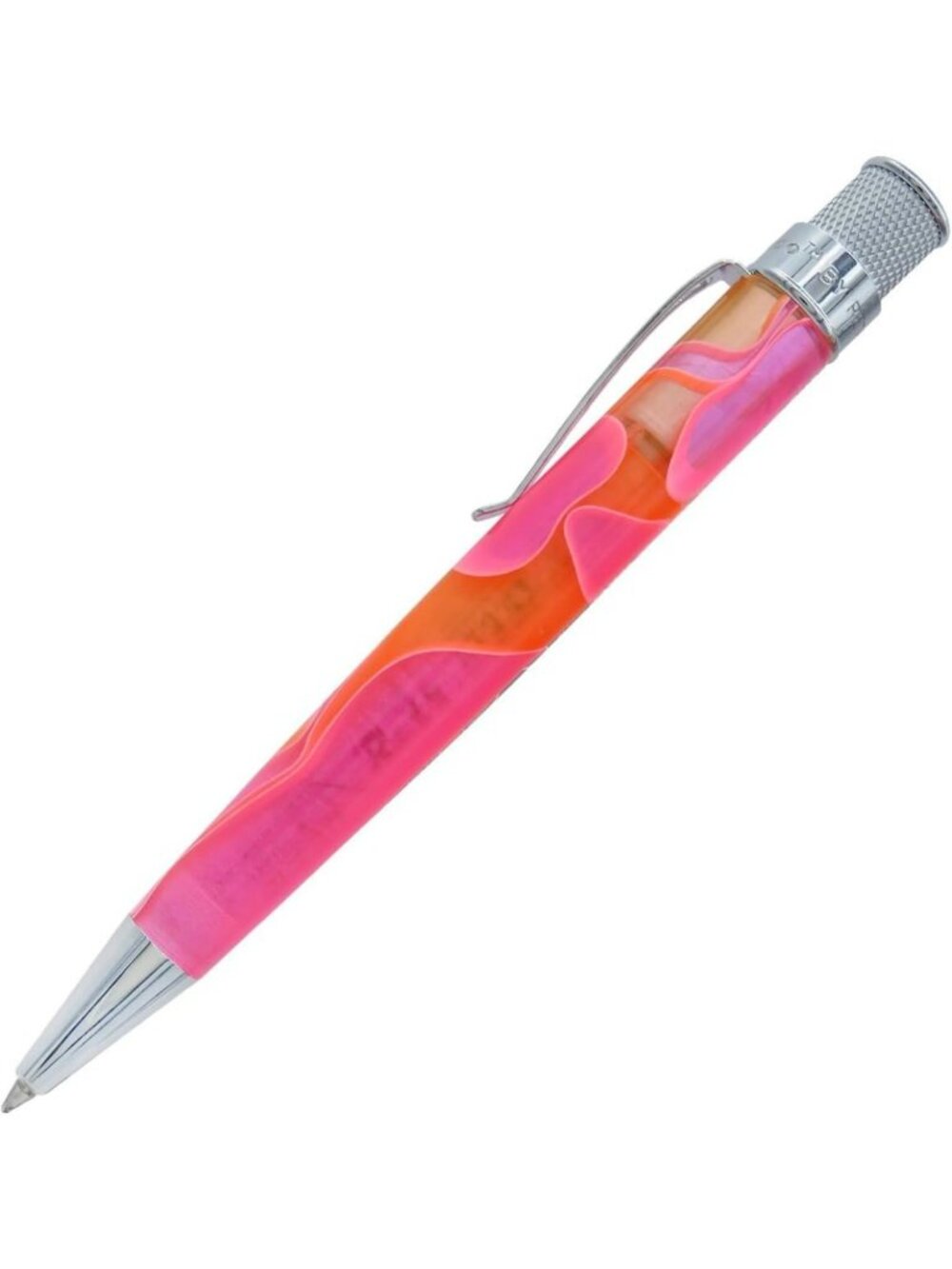 Cosmic Swirl Pink & Orange Retro Rollerball Pen - Stylish Acrylic Writing Tool